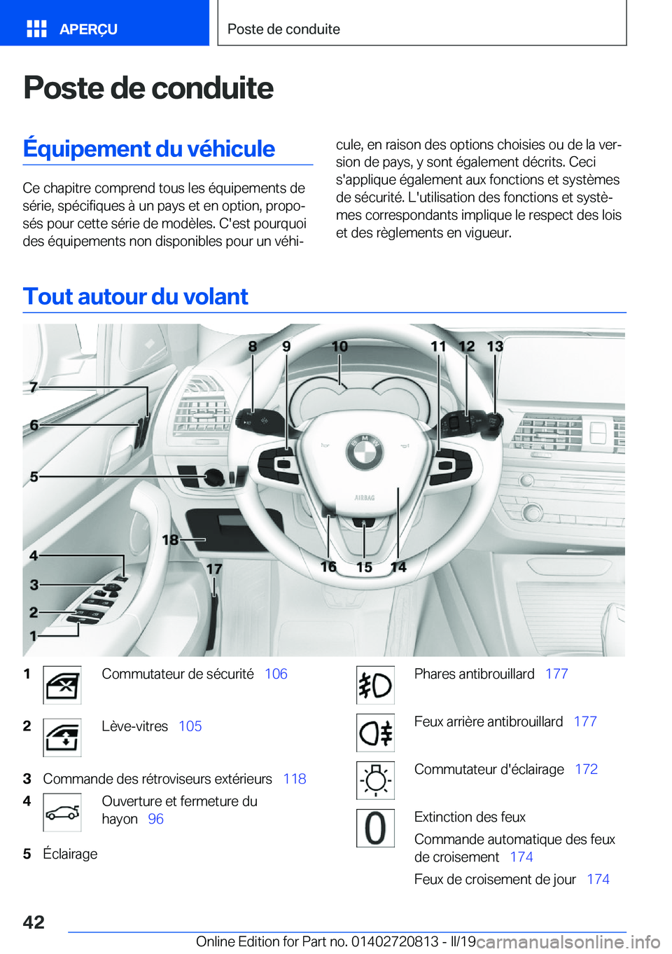 BMW X4 2019  Notices Demploi (in French) �P�o�s�t�e��d�e��c�o�n�d�u�i�t�e�