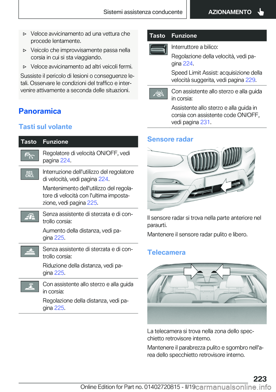 BMW X4 2019  Libretti Di Uso E manutenzione (in Italian) 'x�V�e�l�o�c�e��a�v�v�i�c�i�n�a�m�e�n�t�o��a�d��u�n�a��v�e�t�t�u�r�a��c�h�e�p�r�o�c�e�d�e��l�e�n�t�a�m�e�n�t�e�.'x�V�e�i�c�o�l�o��c�h�e��i�m�p�r�o�v�v�i�s�a�m�e�n�t�e��p�a�s�s�a��n�e