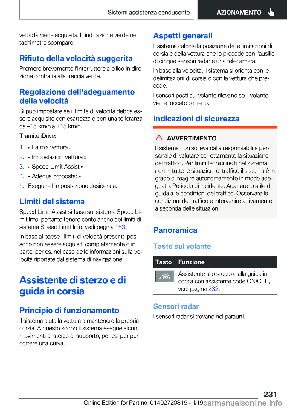 BMW X4 2019  Libretti Di Uso E manutenzione (in Italian) �v�e�l�o�c�i�t�