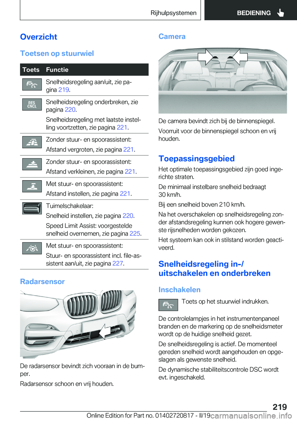 BMW X4 2019  Instructieboekjes (in Dutch) �O�v�e�r�z�i�c�h�t�T�o�e�t�s�e�n��o�p��s�t�u�u�r�w�i�e�l�T�o�e�t�s�F�u�n�c�t�i�e�S�n�e�l�h�e�i�d�s�r�e�g�e�l�i�n�g��a�a�n�/�u�i�t�,��z�i�e��p�aj
�g�i�n�a� �2�1�9�.�S�n�e�l�h�e�i�d�s�r�e�g�e�l�i