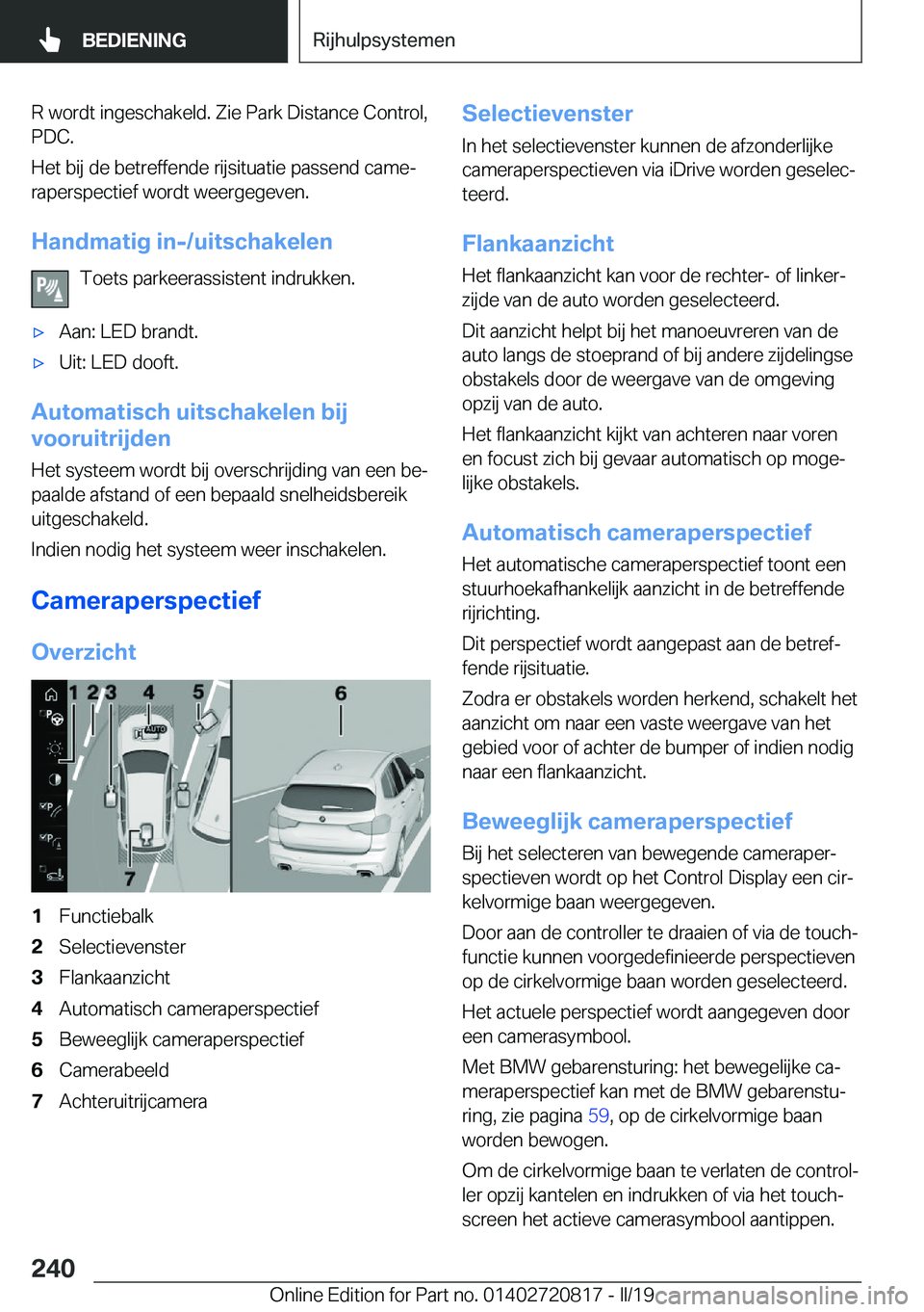 BMW X4 2019  Instructieboekjes (in Dutch) �R��w�o�r�d�t��i�n�g�e�s�c�h�a�k�e�l�d�.��Z�i�e��P�a�r�k��D�i�s�t�a�n�c�e��C�o�n�t�r�o�l�,
�P�D�C�.
�H�e�t��b�i�j��d�e��b�e�t�r�e�f�f�e�n�d�e��r�i�j�s�i�t�u�a�t�i�e��p�a�s�s�e�n�d��c�a�m�e
