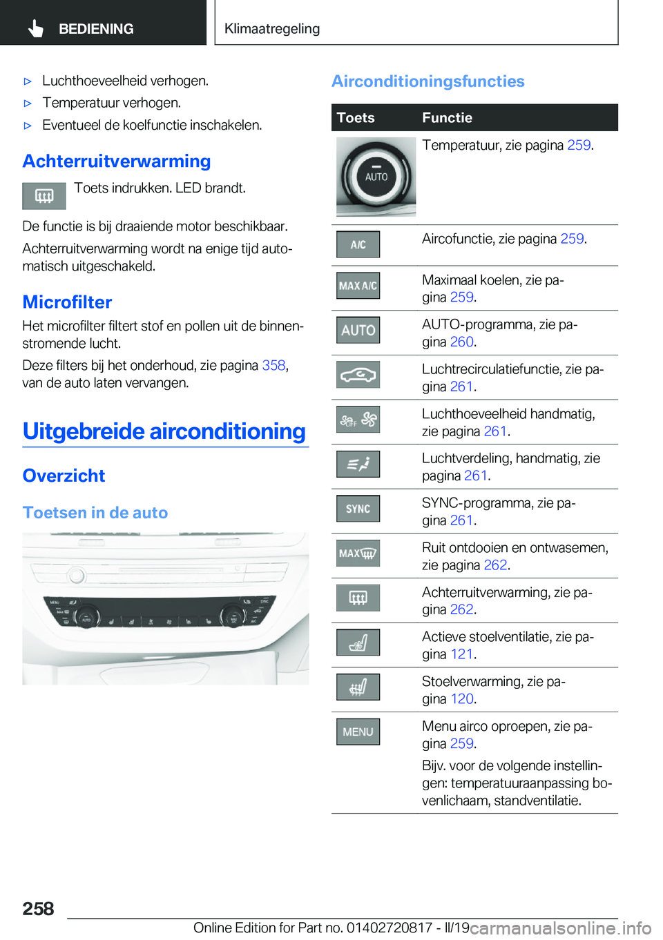 BMW X4 2019  Instructieboekjes (in Dutch) 'x�L�u�c�h�t�h�o�e�v�e�e�l�h�e�i�d��v�e�r�h�o�g�e�n�.'x�T�e�m�p�e�r�a�t�u�u�r��v�e�r�h�o�g�e�n�.'x�E�v�e�n�t�u�e�e�l��d�e��k�o�e�l�f�u�n�c�t�i�e��i�n�s�c�h�a�k�e�l�e�n�.
�A�c�h�t�e�r�