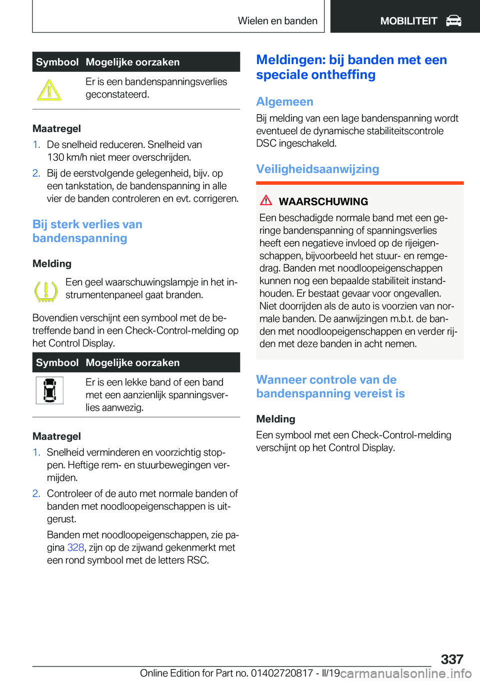 BMW X4 2019  Instructieboekjes (in Dutch) �S�y�m�b�o�o�l�M�o�g�e�l�i�j�k�e��o�o�r�z�a�k�e�n�E�r��i�s��e�e�n��b�a�n�d�e�n�s�p�a�n�n�i�n�g�s�v�e�r�l�i�e�s
�g�e�c�o�n�s�t�a�t�e�e�r�d�.
�M�a�a�t�r�e�g�e�l
�1�.�D�e��s�n�e�l�h�e�i�d��r�e�d�u�