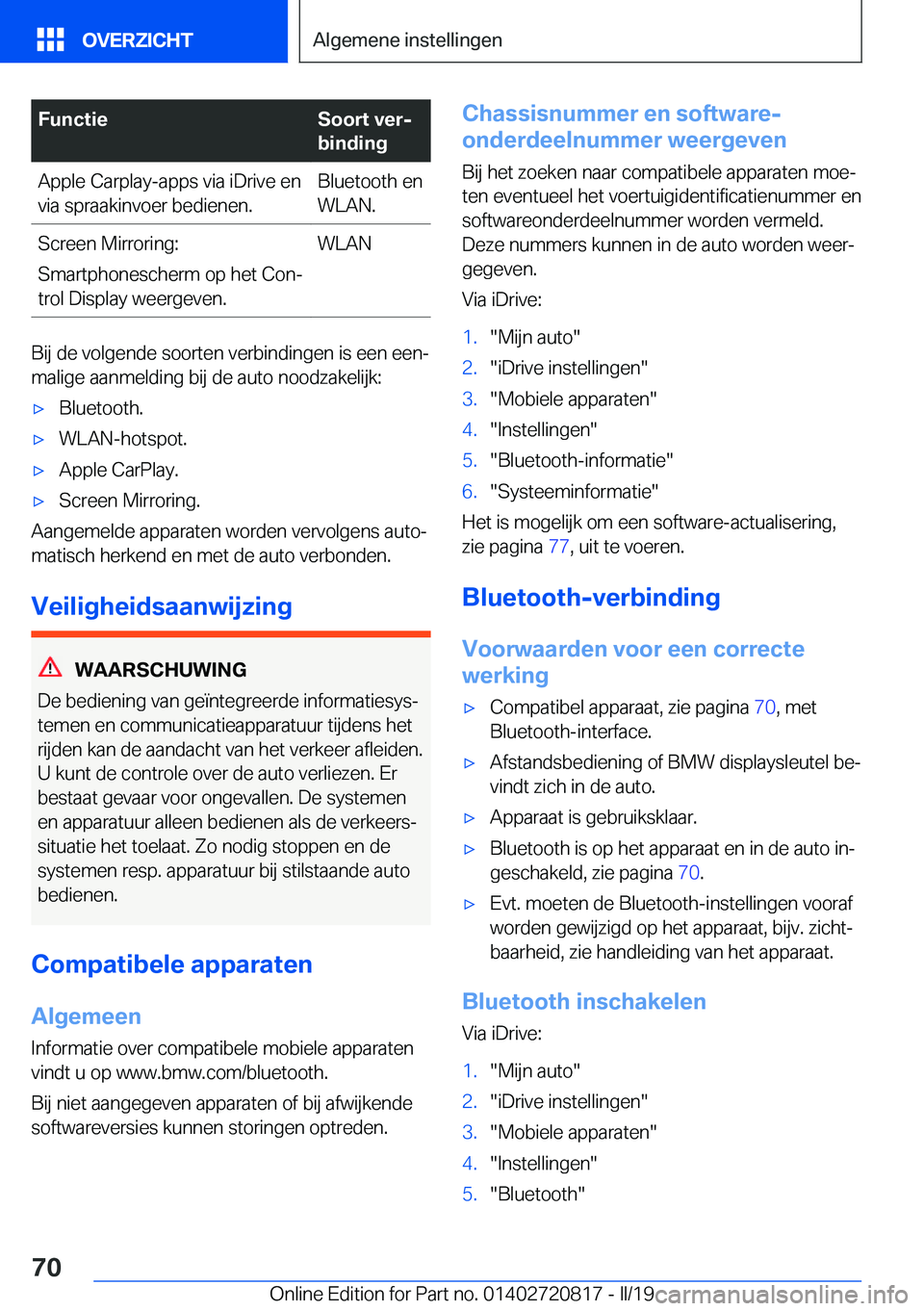 BMW X4 2019  Instructieboekjes (in Dutch) �F�u�n�c�t�i�e�S�o�o�r�t��v�e�rj
�b�i�n�d�i�n�g�A�p�p�l�e��C�a�r�p�l�a�y�-�a�p�p�s��v�i�a��i�D�r�i�v�e��e�n
�v�i�a��s�p�r�a�a�k�i�n�v�o�e�r��b�e�d�i�e�n�e�n�.�B�l�u�e�t�o�o�t�h��e�n
�W�L�A�N�