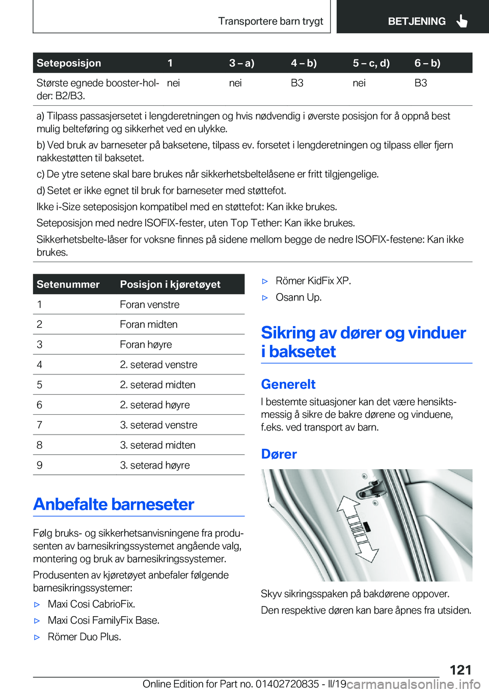 BMW X4 2019  InstruksjonsbØker (in Norwegian) �S�e�t�e�p�o�s�i�s�j�o�n�1�3�m��a�
�4�m��b�
�5�m��c�,��d�
�6�m��b�
�S�t�