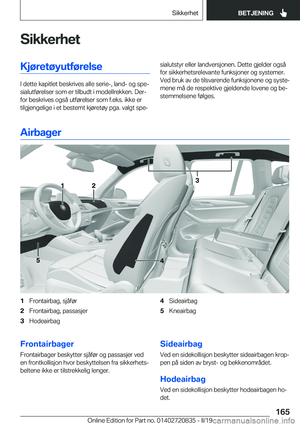 BMW X4 2019  InstruksjonsbØker (in Norwegian) �S�i�k�k�e�r�h�e�t�K�j�