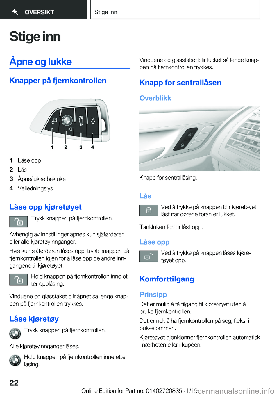 BMW X4 2019  InstruksjonsbØker (in Norwegian) �S�t�i�g�e��i�n�n�