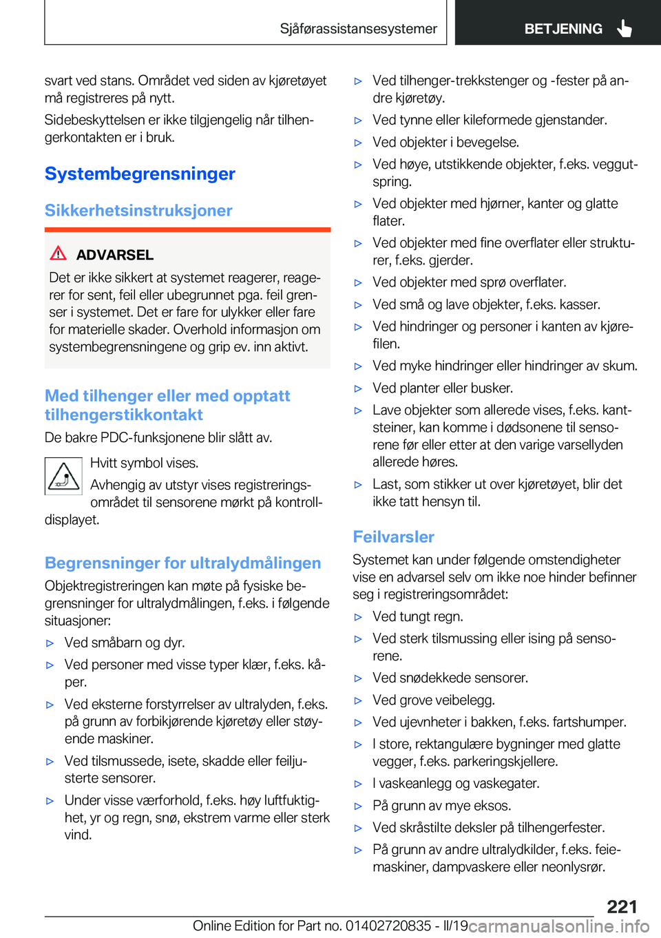 BMW X4 2019  InstruksjonsbØker (in Norwegian) �s�v�a�r�t��v�e�d��s�t�a�n�s�.��O�m�r�å�d�e�t��v�e�d��s�i�d�e�n��a�v��k�j�