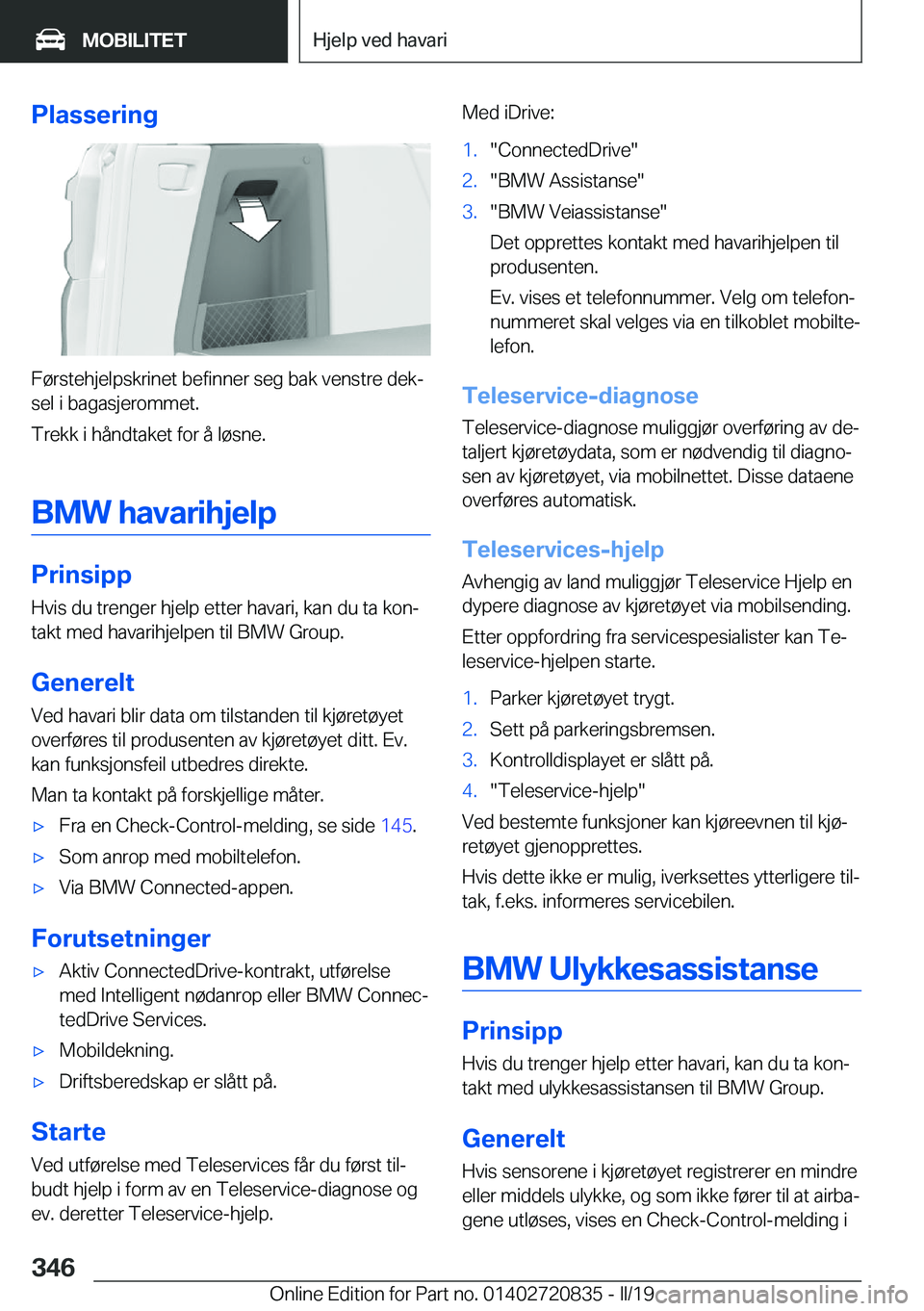 BMW X4 2019  InstruksjonsbØker (in Norwegian) �P�l�a�s�s�e�r�i�n�g
�F�