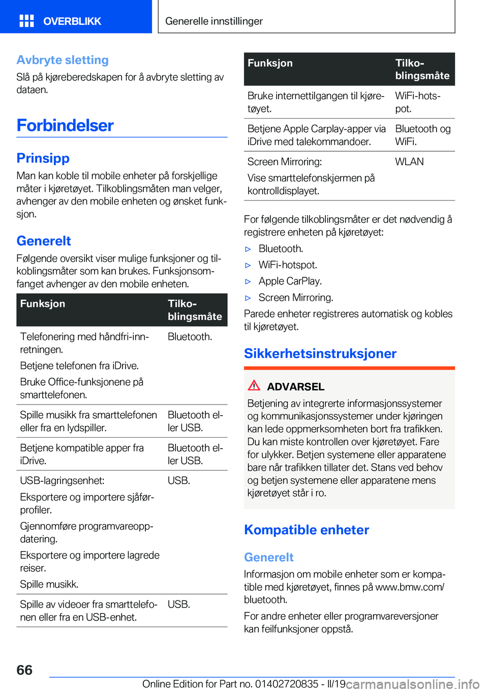 BMW X4 2019  InstruksjonsbØker (in Norwegian) �A�v�b�r�y�t�e��s�l�e�t�t�i�n�g�S�l�å��p�å��k�j�