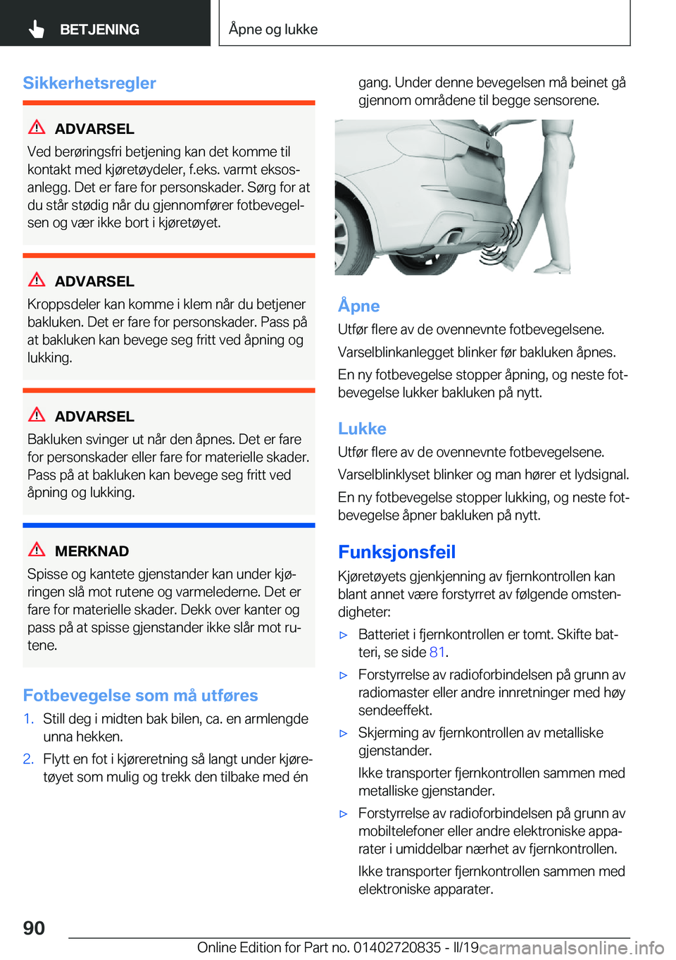 BMW X4 2019  InstruksjonsbØker (in Norwegian) �S�i�k�k�e�r�h�e�t�s�r�e�g�l�e�r
�A�D�V�A�R�S�E�L
�V�e�d��b�e�r�