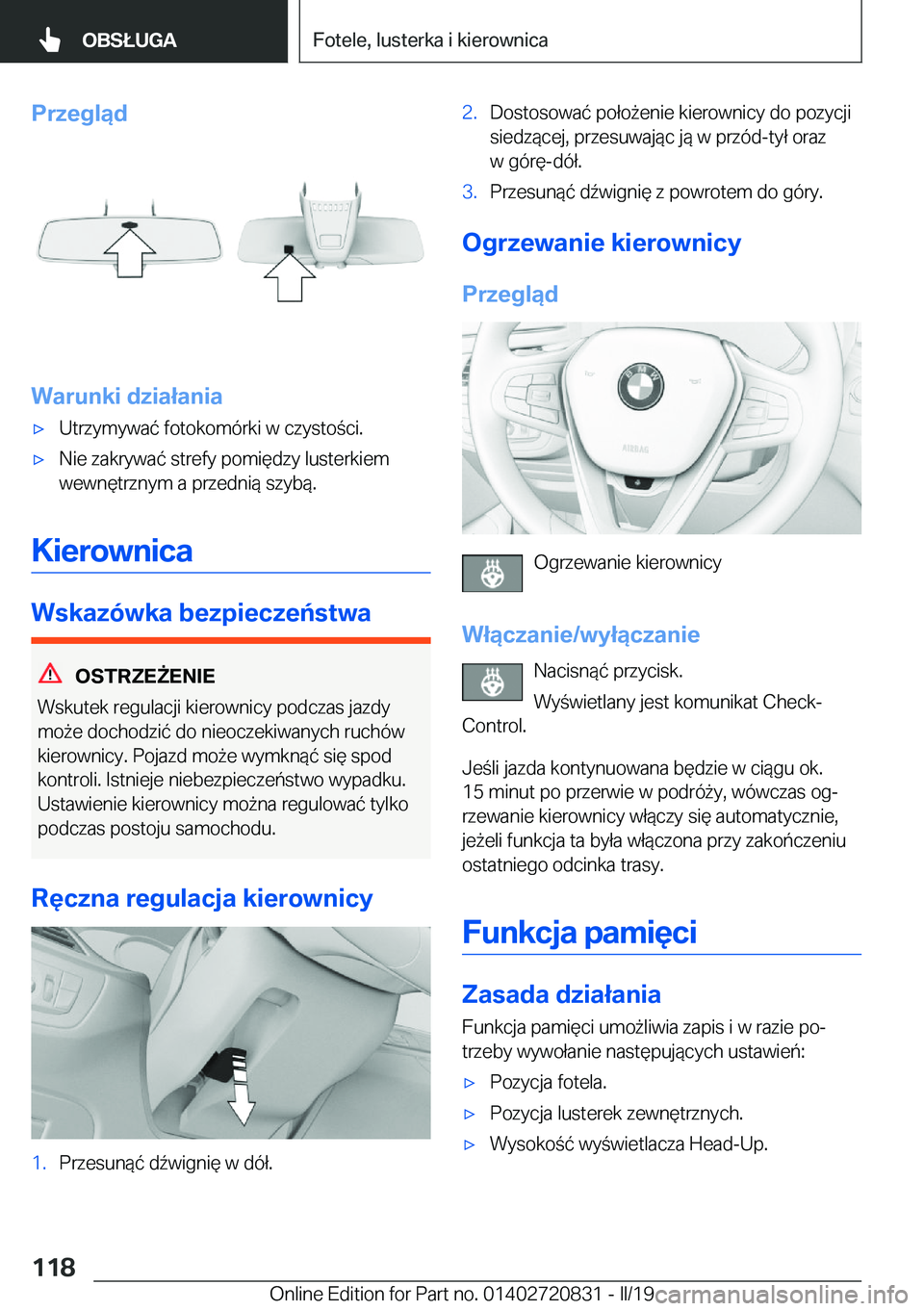 BMW X4 2019  Instrukcja obsługi (in Polish) �P�r�z�e�g�l�ą�d
�W�a�r�u�n�k�i��d�z�i�a�ł�a�n�i�a
'x�U�t�r�z�y�m�y�w�a�