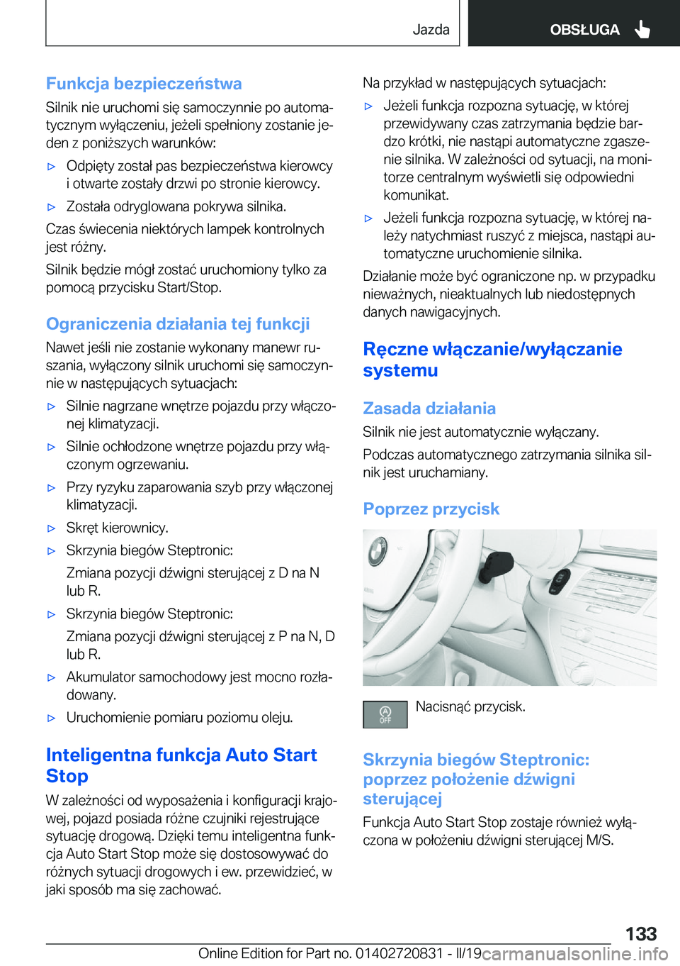 BMW X4 2019  Instrukcja obsługi (in Polish) �F�u�n�k�c�j�a��b�e�z�p�i�e�c�z�e�
