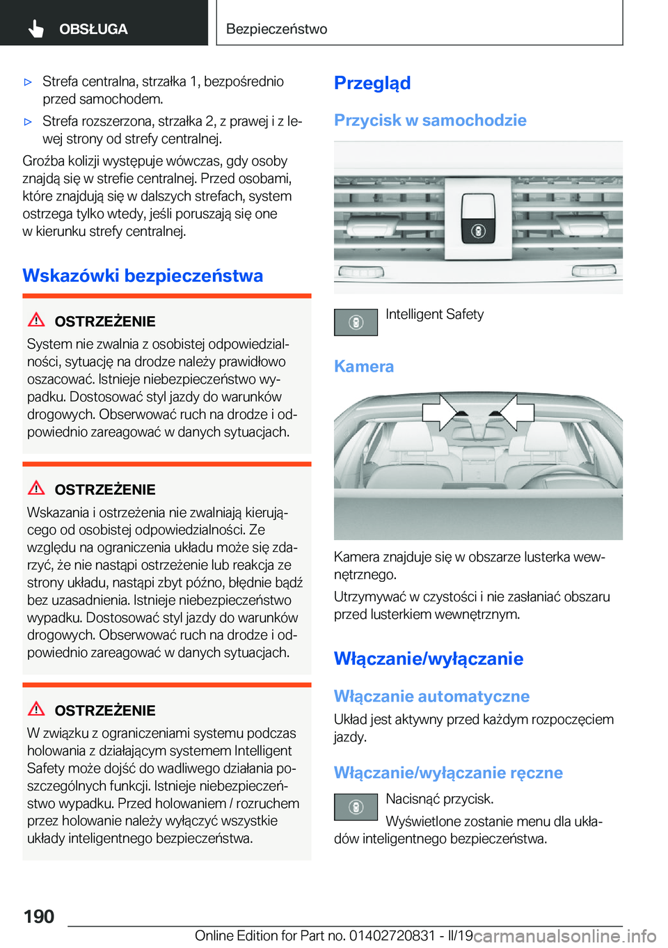 BMW X4 2019  Instrukcja obsługi (in Polish) 'x�S�t�r�e�f�a��c�e�n�t�r�a�l�n�a�,��s�t�r�z�a�ł�k�a��1�,��b�e�z�p�o�r�e�d�n�i�o�p�r�z�e�d��s�a�m�o�c�h�o�d�e�m�.'x�S�t�r�e�f�a��r�o�z�s�z�e�r�z�o�n�a�,��s�t�r�z�a�ł�k�a��2�,��z�
