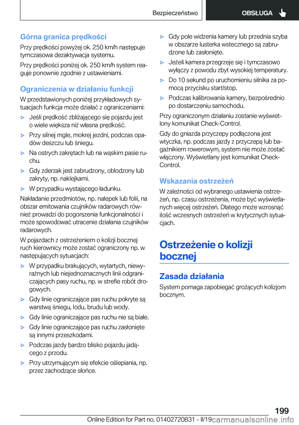 BMW X4 2019  Instrukcja obsługi (in Polish) �G�