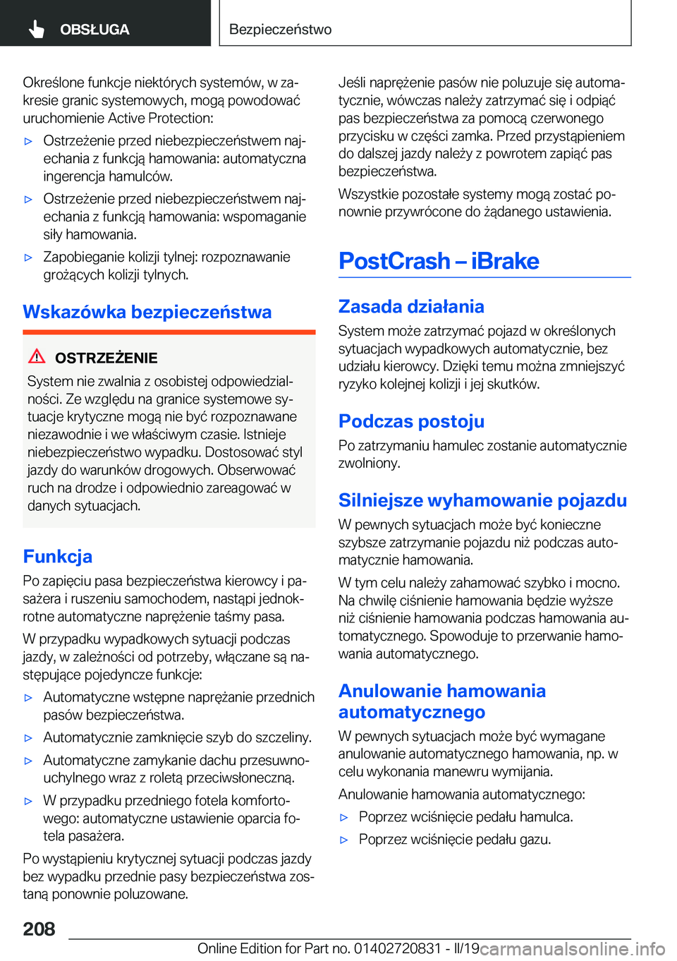 BMW X4 2019  Instrukcja obsługi (in Polish) �O�k�r�e�l�o�n�e��f�u�n�k�c�j�e��n�i�e�k�t�