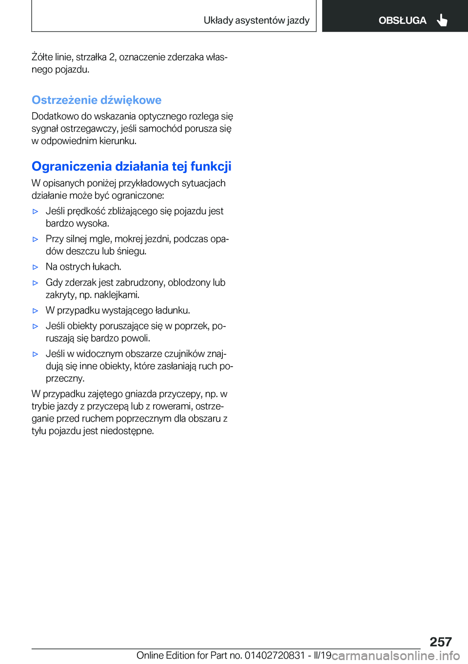 BMW X4 2019  Instrukcja obsługi (in Polish) 8�