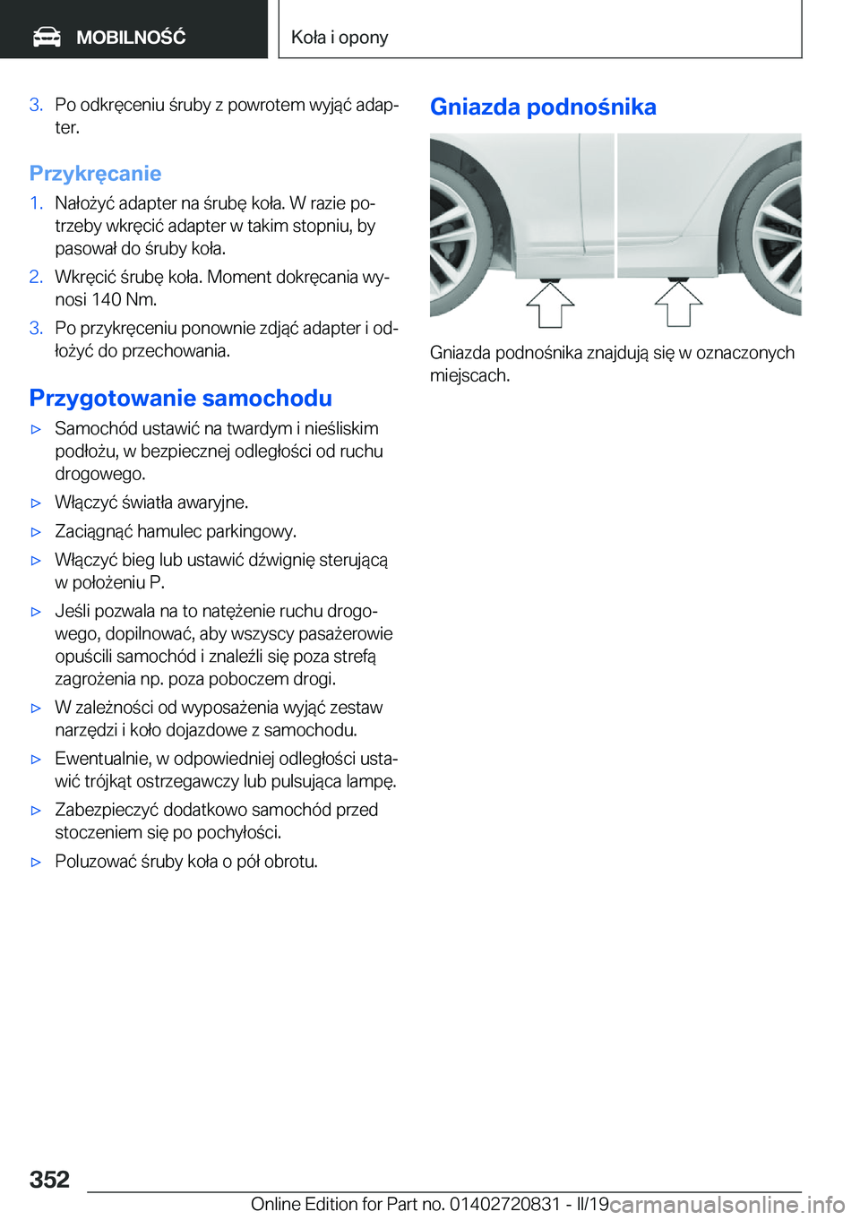 BMW X4 2019  Instrukcja obsługi (in Polish) �3�.�P�o��o�d�k�r�