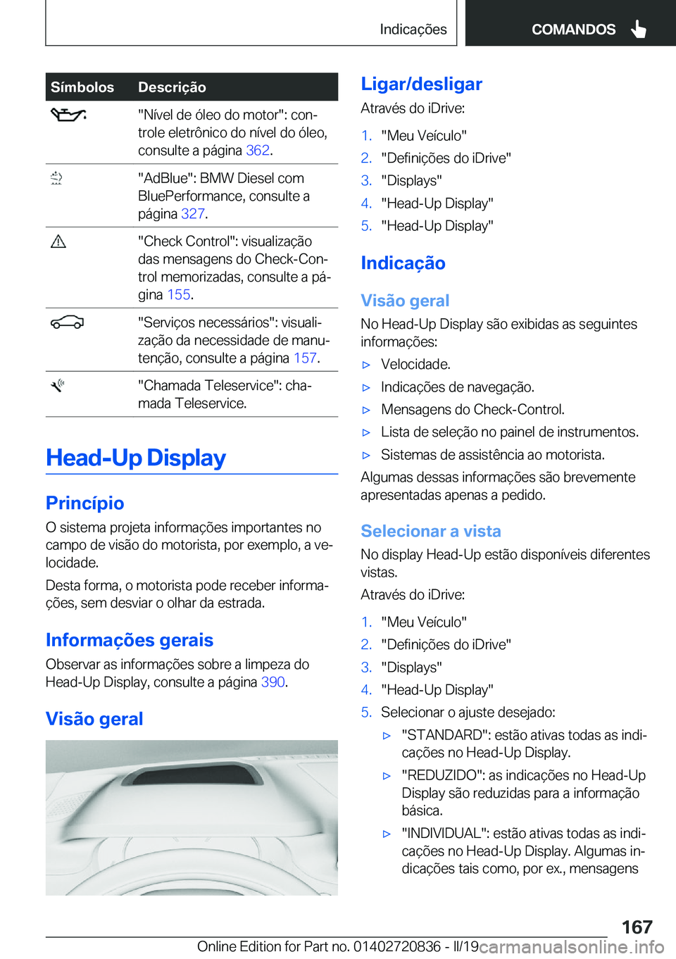 BMW X4 2019  Manual do condutor (in Portuguese) �S�