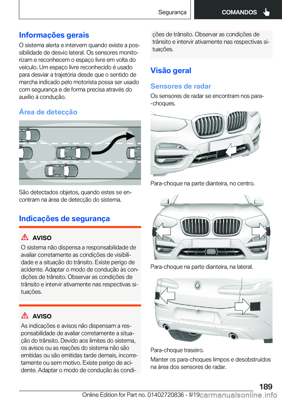 BMW X4 2019  Manual do condutor (in Portuguese) �I�n�f�o�r�m�a�
