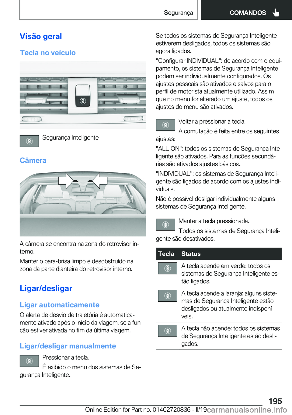 BMW X4 2019  Manual do condutor (in Portuguese) �V�i�s�ã�o��g�e�r�a�l
�T�e�c�l�a��n�o��v�e�