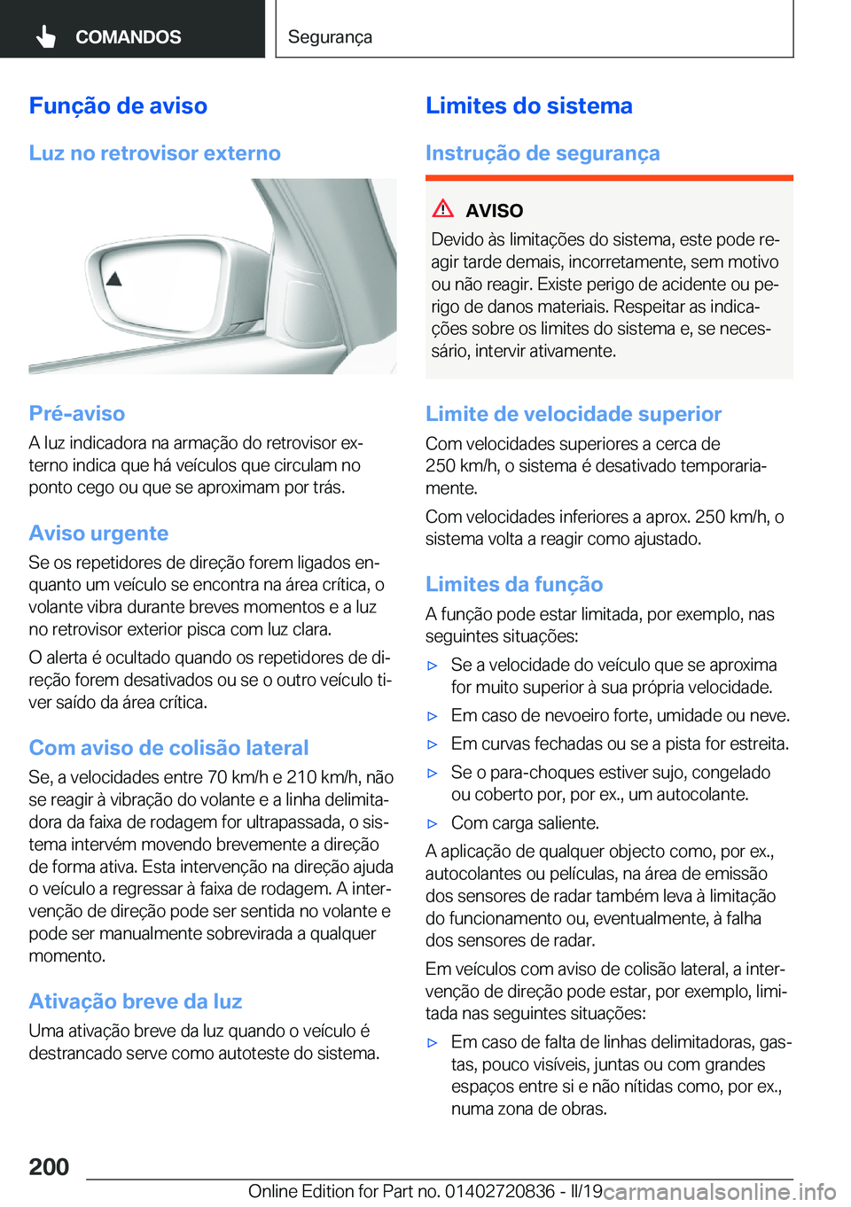 BMW X4 2019  Manual do condutor (in Portuguese) �F�u�n�