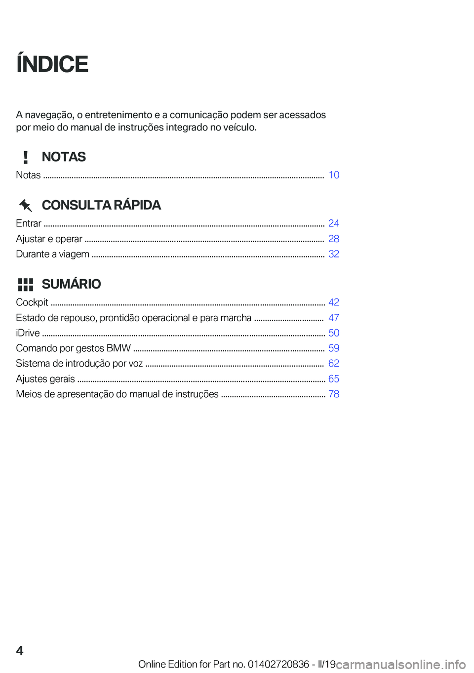 BMW X4 2019  Manual do condutor (in Portuguese) �