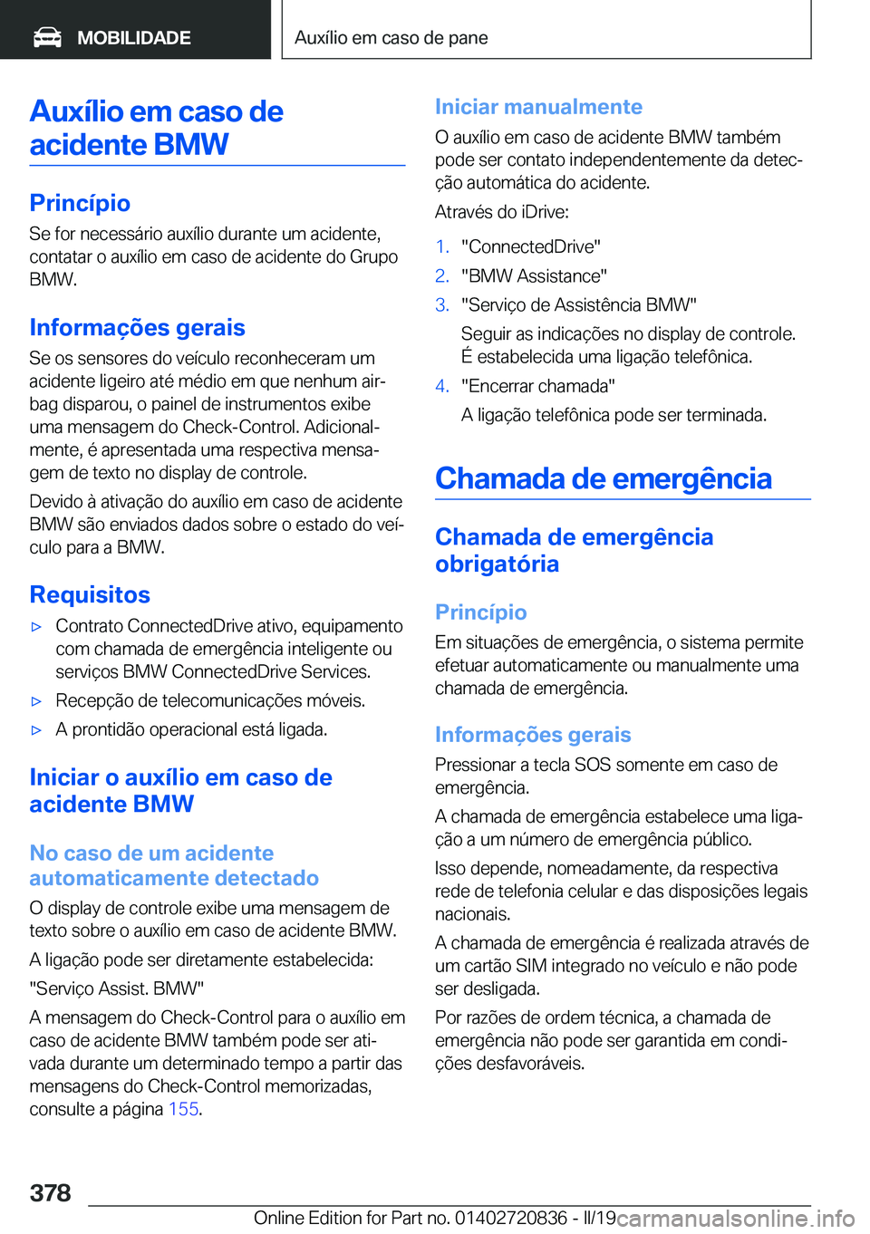 BMW X4 2019  Manual do condutor (in Portuguese) �A�u�x�