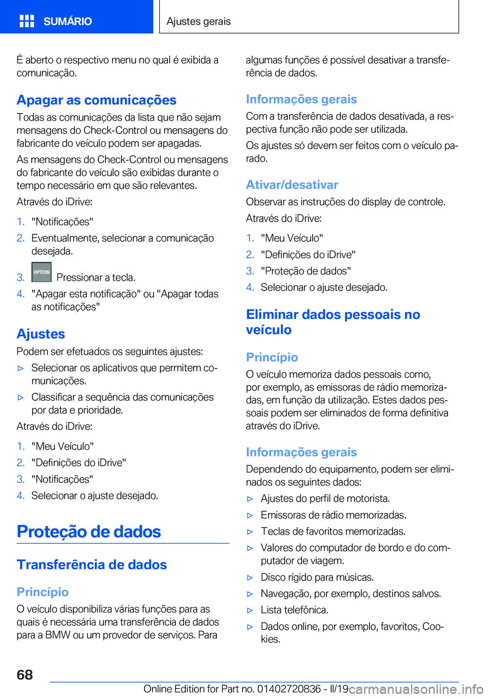 BMW X4 2019  Manual do condutor (in Portuguese) �