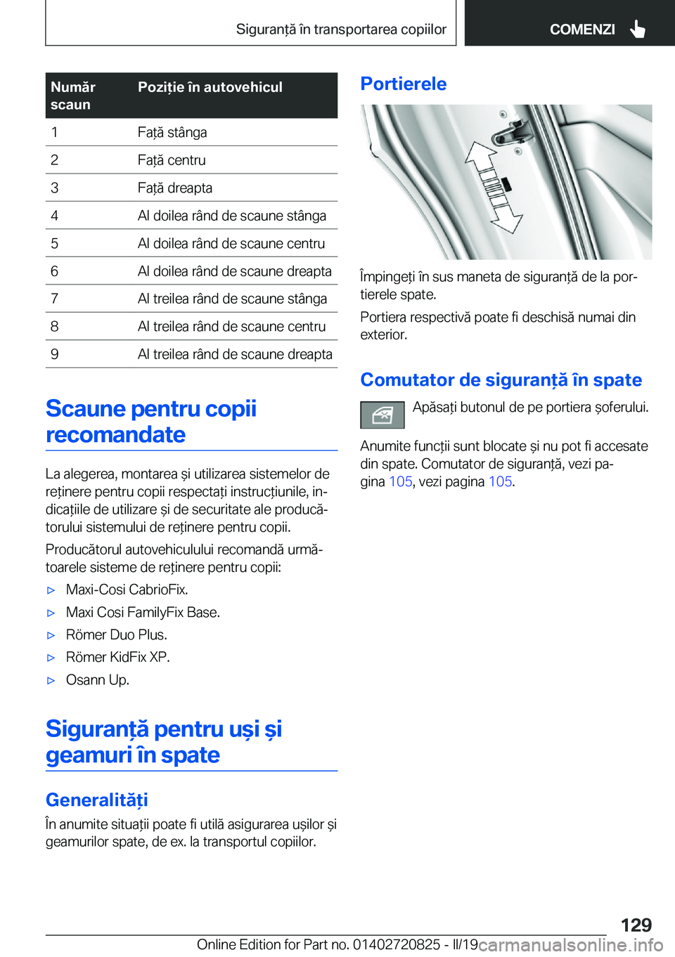 BMW X4 2019  Ghiduri De Utilizare (in Romanian) �N�u�m�ă�r
�s�c�a�u�n�P�o�z�i�i�e��