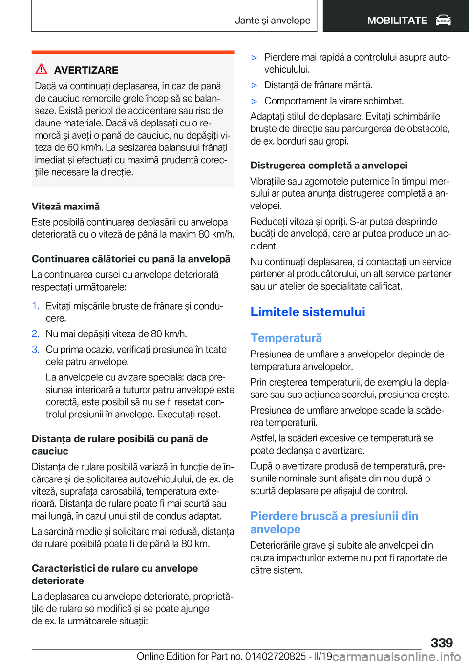 BMW X4 2019  Ghiduri De Utilizare (in Romanian) �A�V�E�R�T�I�Z�A�R�E
�D�a�c�