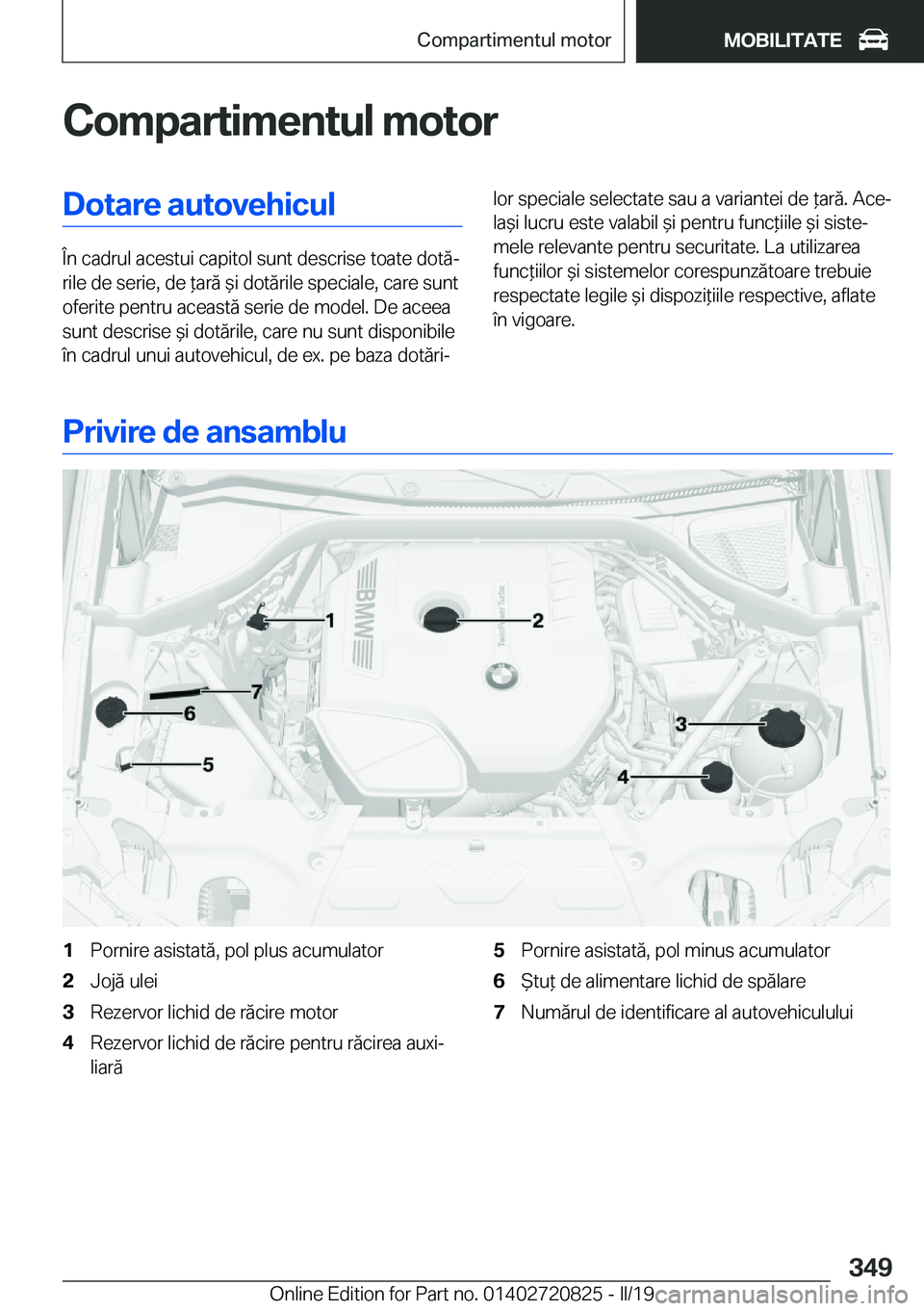 BMW X4 2019  Ghiduri De Utilizare (in Romanian) �C�o�m�p�a�r�t�i�m�e�n�t�u�l��m�o�t�o�r�D�o�t�a�r�e��a�u�t�o�v�e�h�i�c�u�l
�