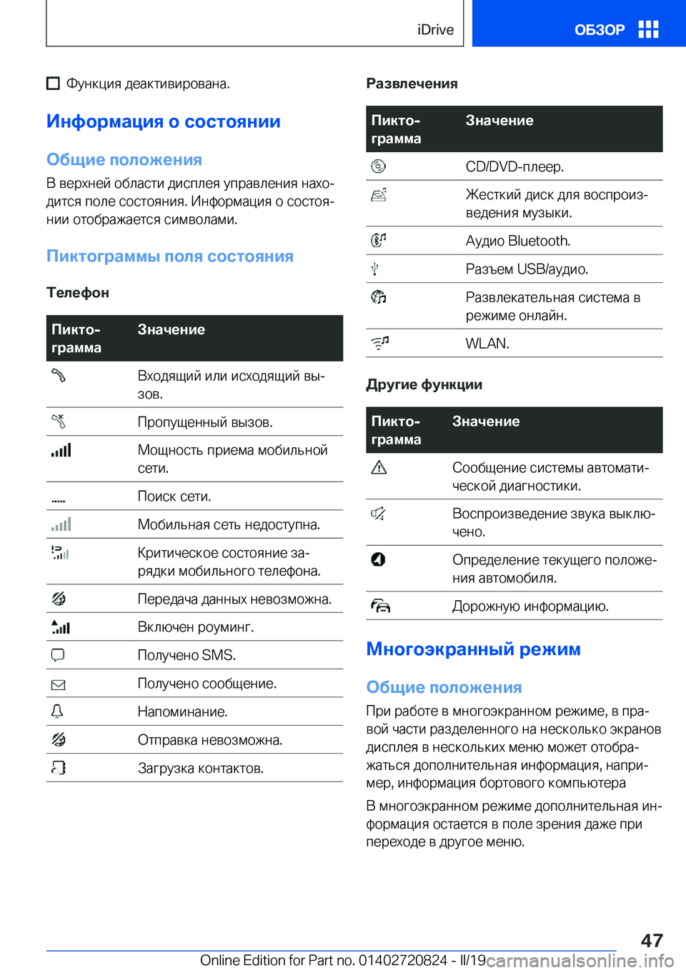 BMW X4 2019  Руково � �  