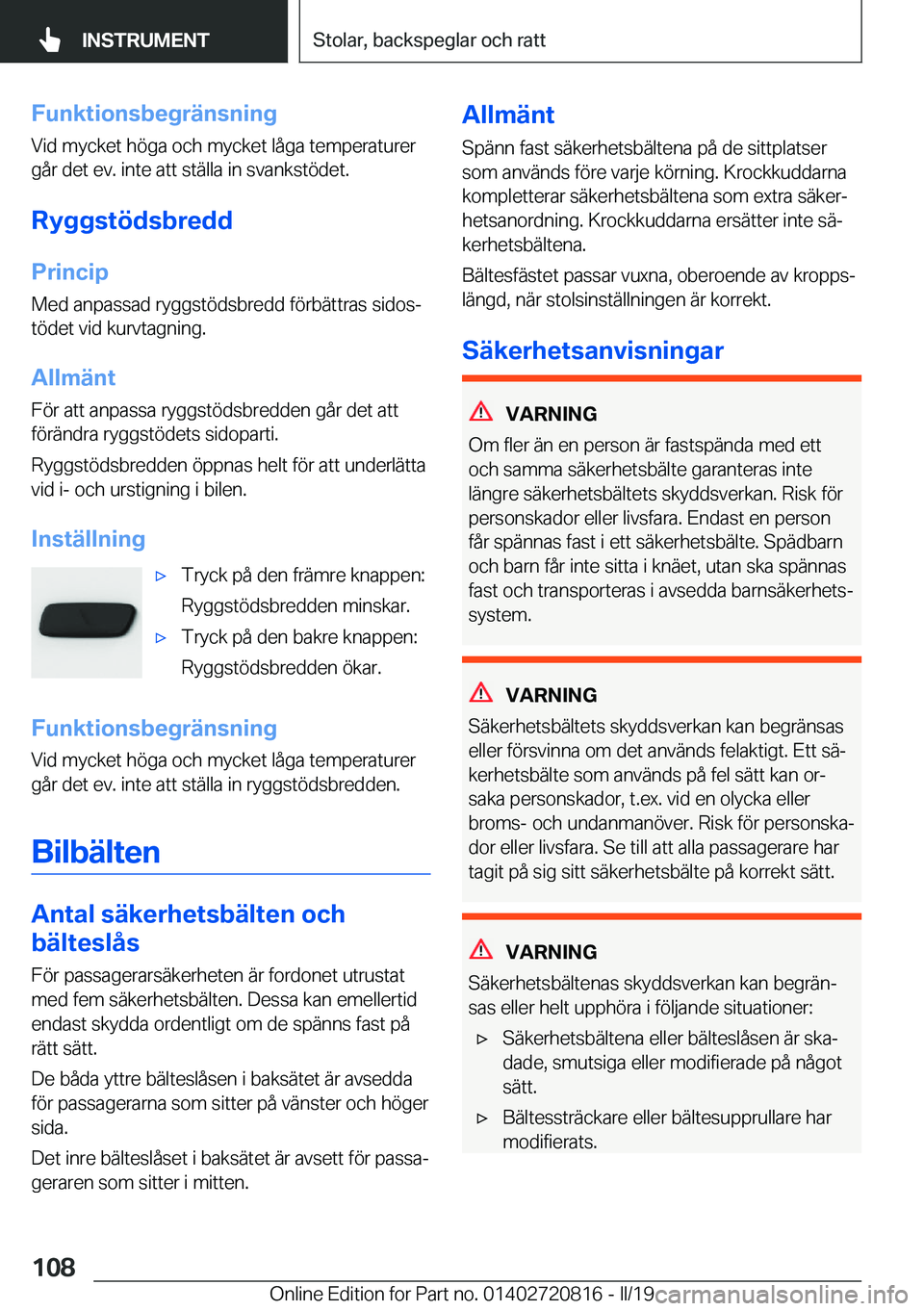 BMW X4 2019  InstruktionsbÖcker (in Swedish) �F�u�n�k�t�i�o�n�s�b�e�g�r�ä�n�s�n�i�n�g
�V�i�d��m�y�c�k�e�t��h�