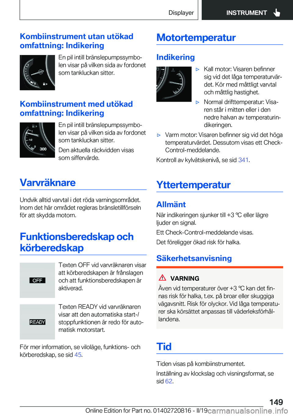 BMW X4 2019  InstruktionsbÖcker (in Swedish) �K�o�m�b�i�i�n�s�t�r�u�m�e�n�t��u�t�a�n��u�t�