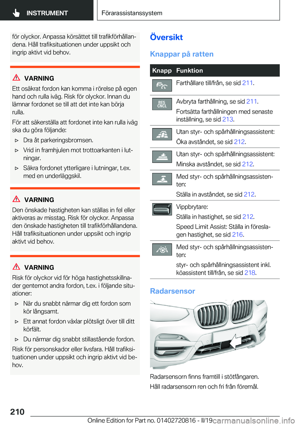 BMW X4 2019  InstruktionsbÖcker (in Swedish) �f�