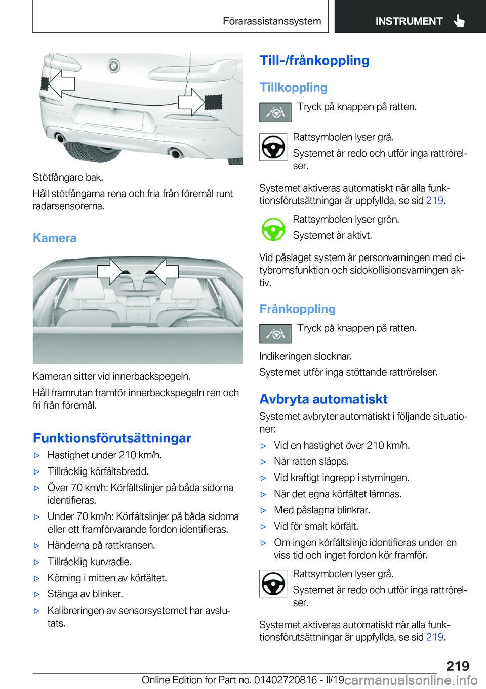 BMW X4 2019  InstruktionsbÖcker (in Swedish) �S�t�