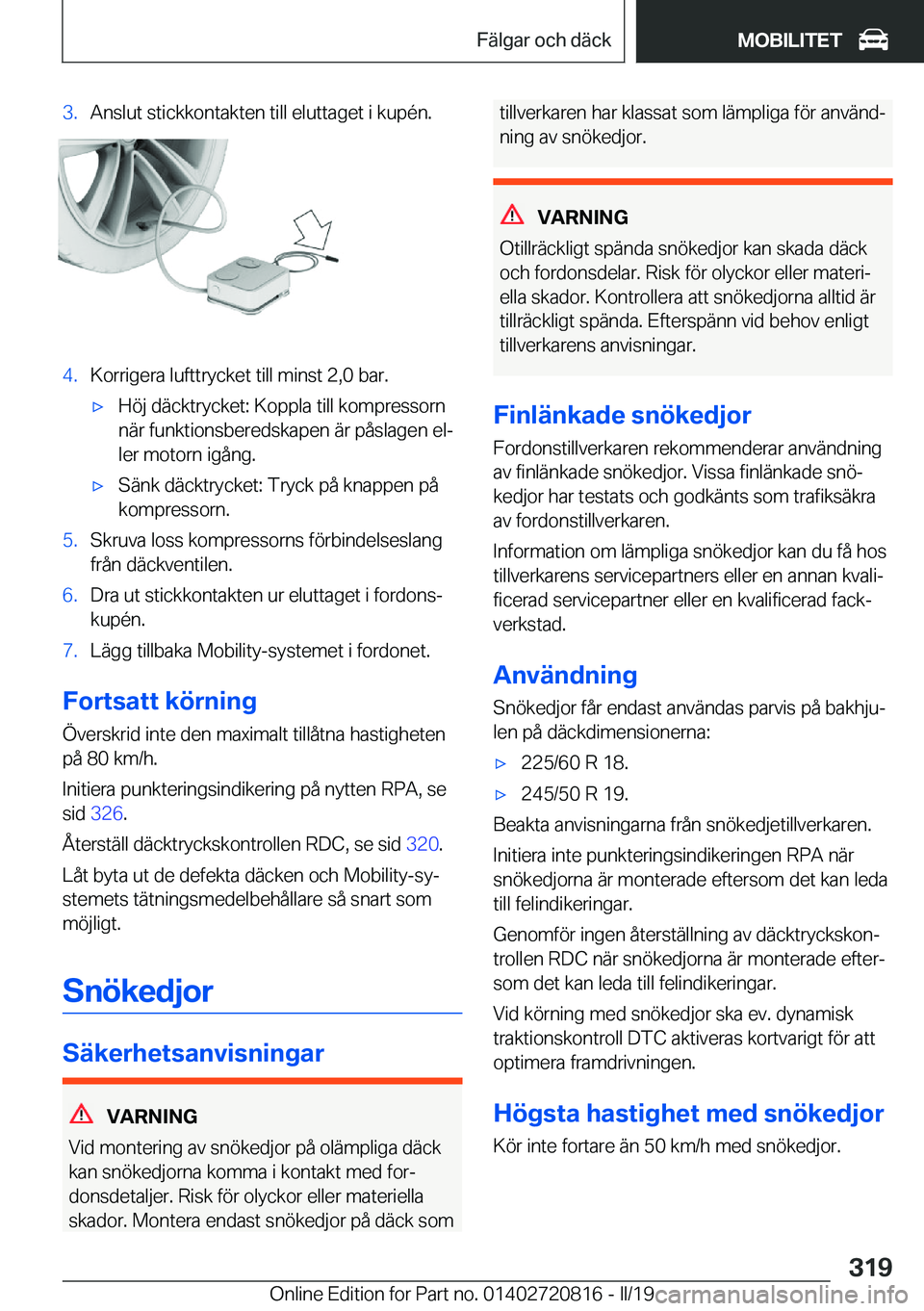 BMW X4 2019  InstruktionsbÖcker (in Swedish) �3�.�A�n�s�l�u�t��s�t�i�c�k�k�o�n�t�a�k�t�e�n��t�i�l�l��e�l�u�t�t�a�g�e�t��i��k�u�p�