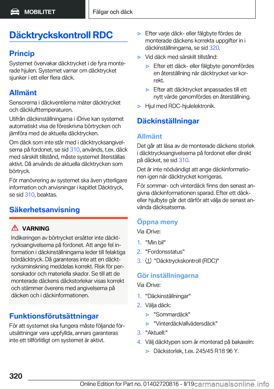BMW X4 2019  InstruktionsbÖcker (in Swedish) �D�ä�c�k�t�r�y�c�k�s�k�o�n�t�r�o�l�l��R�D�C
�P�r�i�n�c�i�p�S�y�s�t�e�m�e�t��