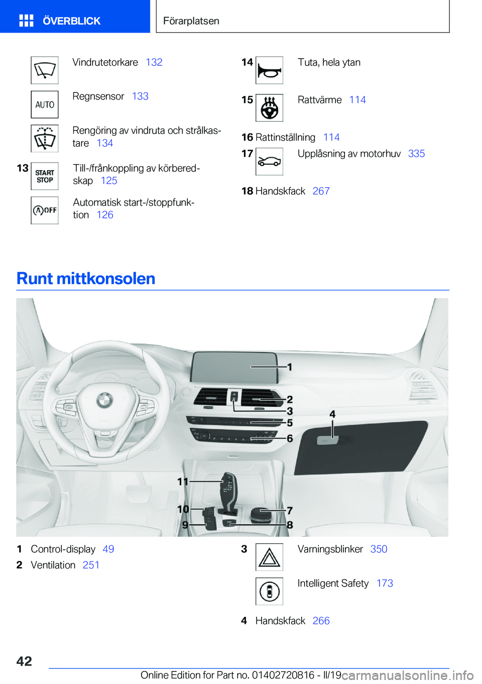 BMW X4 2019  InstruktionsbÖcker (in Swedish) �V�i�n�d�r�u�t�e�t�o�r�k�a�r�e\_�1�3�2�R�e�g�n�s�e�n�s�o�r\_�1�3�3�R�e�n�g�