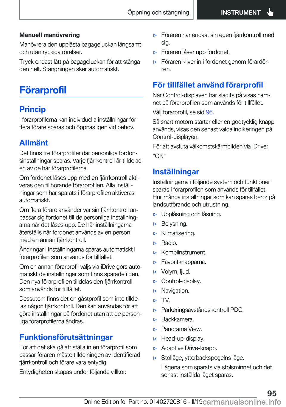 BMW X4 2019  InstruktionsbÖcker (in Swedish) �M�a�n�u�e�l�l��m�a�n�