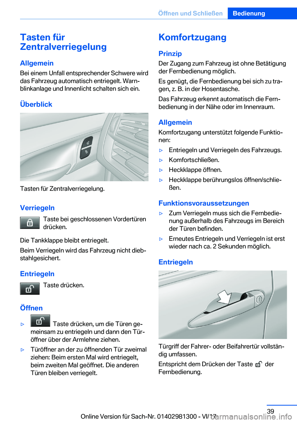 BMW X4 2018  Betriebsanleitungen (in German) �T�a�s�t�e�n��f�