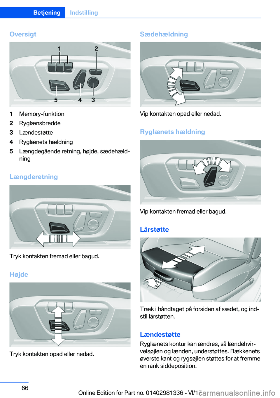 BMW X4 2018  InstruktionsbØger (in Danish) �O�v�e�r�s�i�g�t�1�M�e�m�o�r�y�-�f�u�n�k�t�i�o�n�2�R�y�g�l�æ�n�s�b�r�e�d�d�e�3�L�æ�n�d�e�s�t�