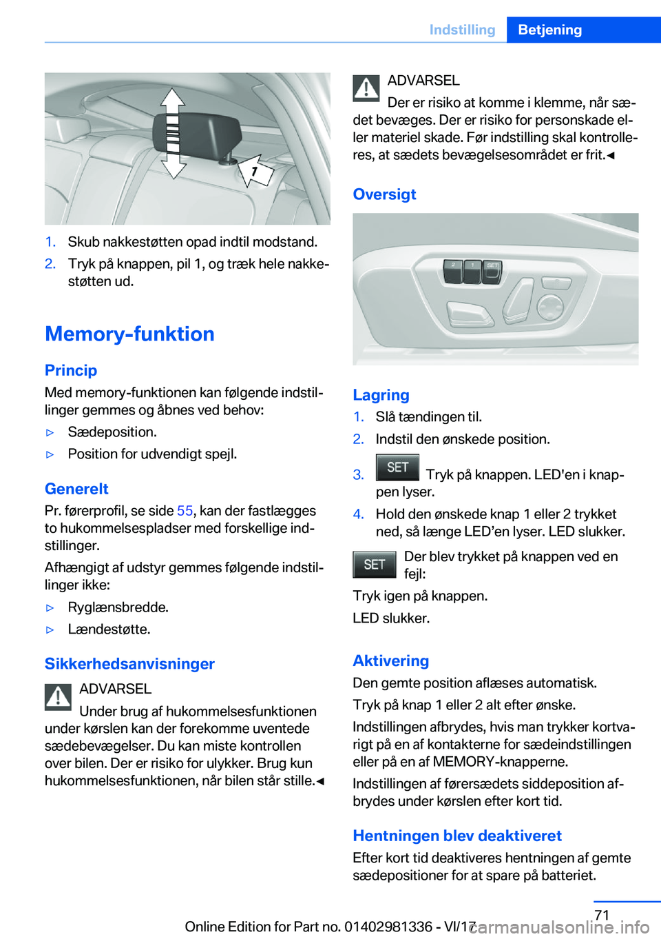 BMW X4 2018  InstruktionsbØger (in Danish) �1�.�S�k�u�b� �n�a�k�k�e�s�t�