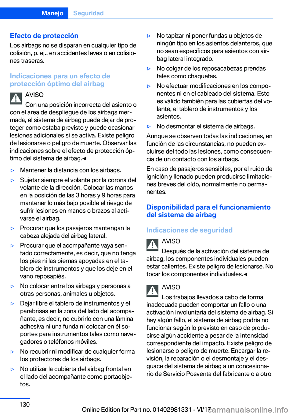 BMW X4 2018  Manuales de Empleo (in Spanish) �E�f�e�c�t�o��d�e��p�r�o�t�e�c�c�i�