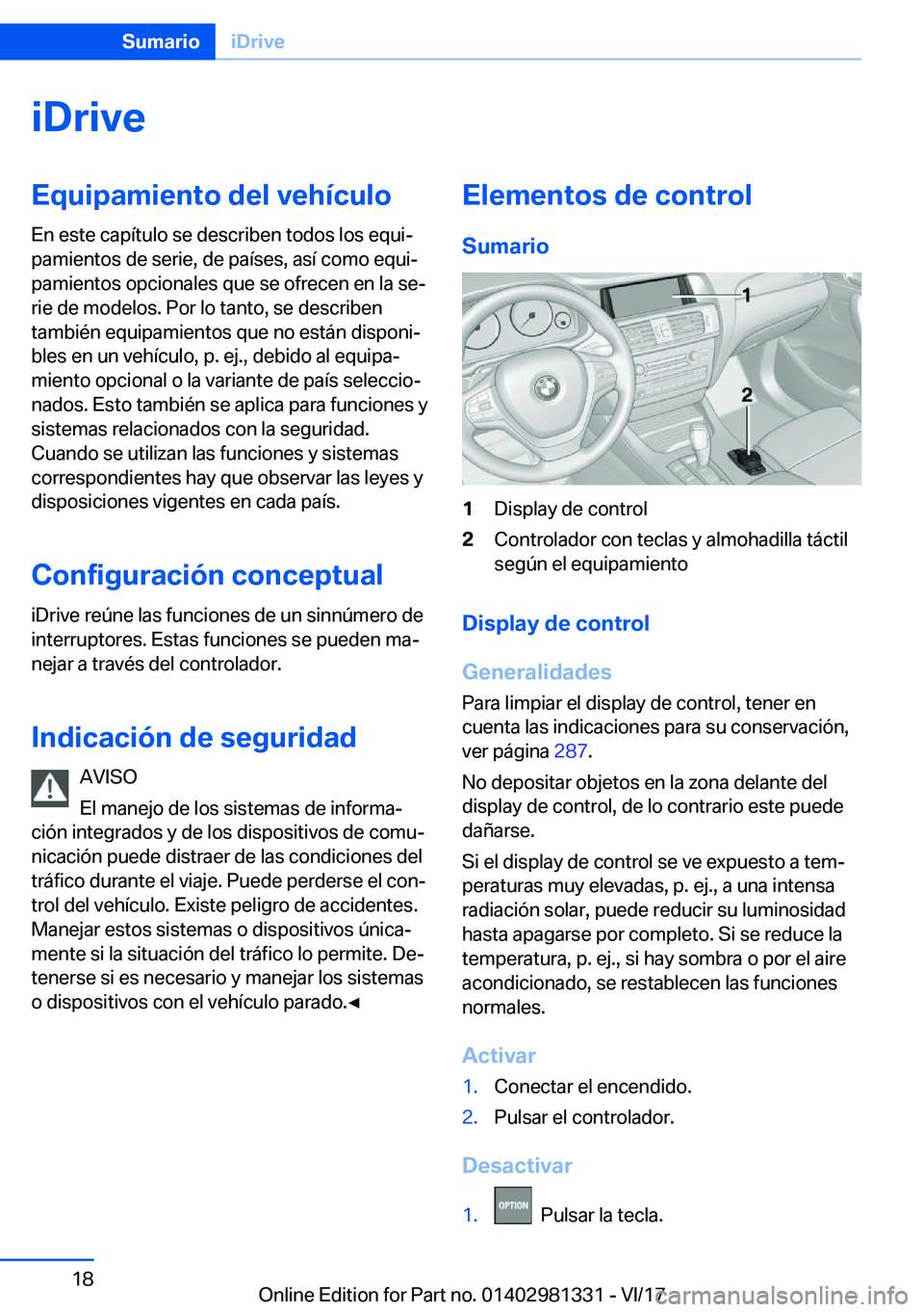 BMW X4 2018  Manuales de Empleo (in Spanish) �i�D�r�i�v�e�E�q�u�i�p�a�m�i�e�n�t�o��d�e�l��v�e�h�