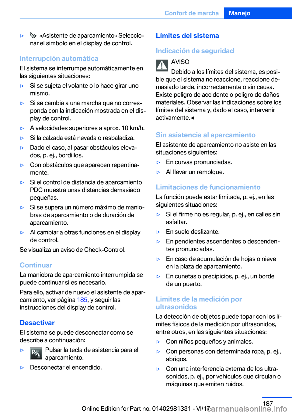 BMW X4 2018  Manuales de Empleo (in Spanish) y� � �«�A�s�i�s�t�e�n�t�e� �d�e� �a�p�a�r�c�a�m�i�e�n�t�o�{� �S�e�l�e�c�c�i�oª
�n�a�r� �e�l� �s�