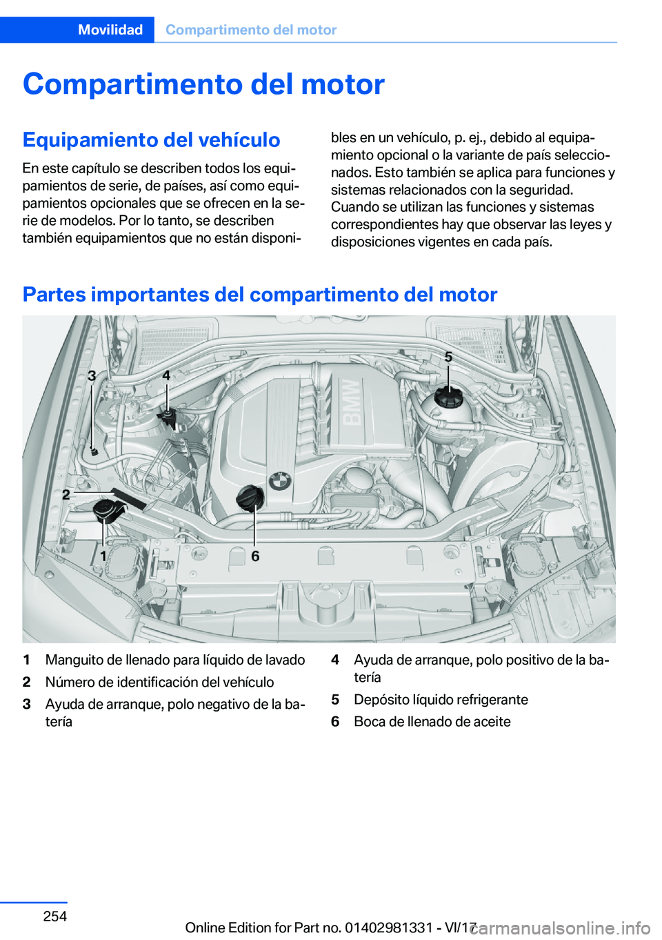 BMW X4 2018  Manuales de Empleo (in Spanish) �C�o�m�p�a�r�t�i�m�e�n�t�o��d�e�l��m�o�t�o�r�E�q�u�i�p�a�m�i�e�n�t�o��d�e�l��v�e�h�
