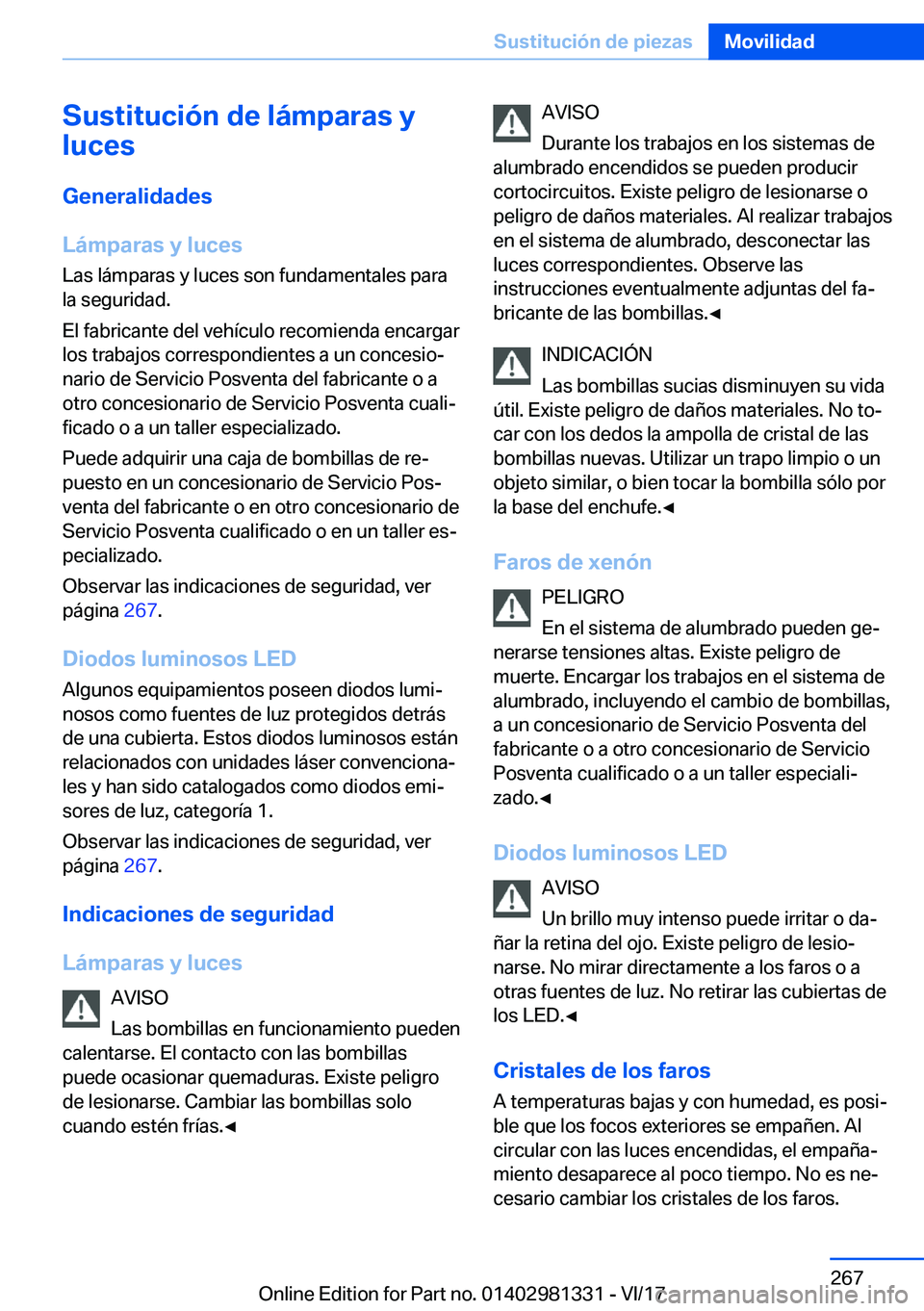 BMW X4 2018  Manuales de Empleo (in Spanish) �S�u�s�t�i�t�u�c�i�