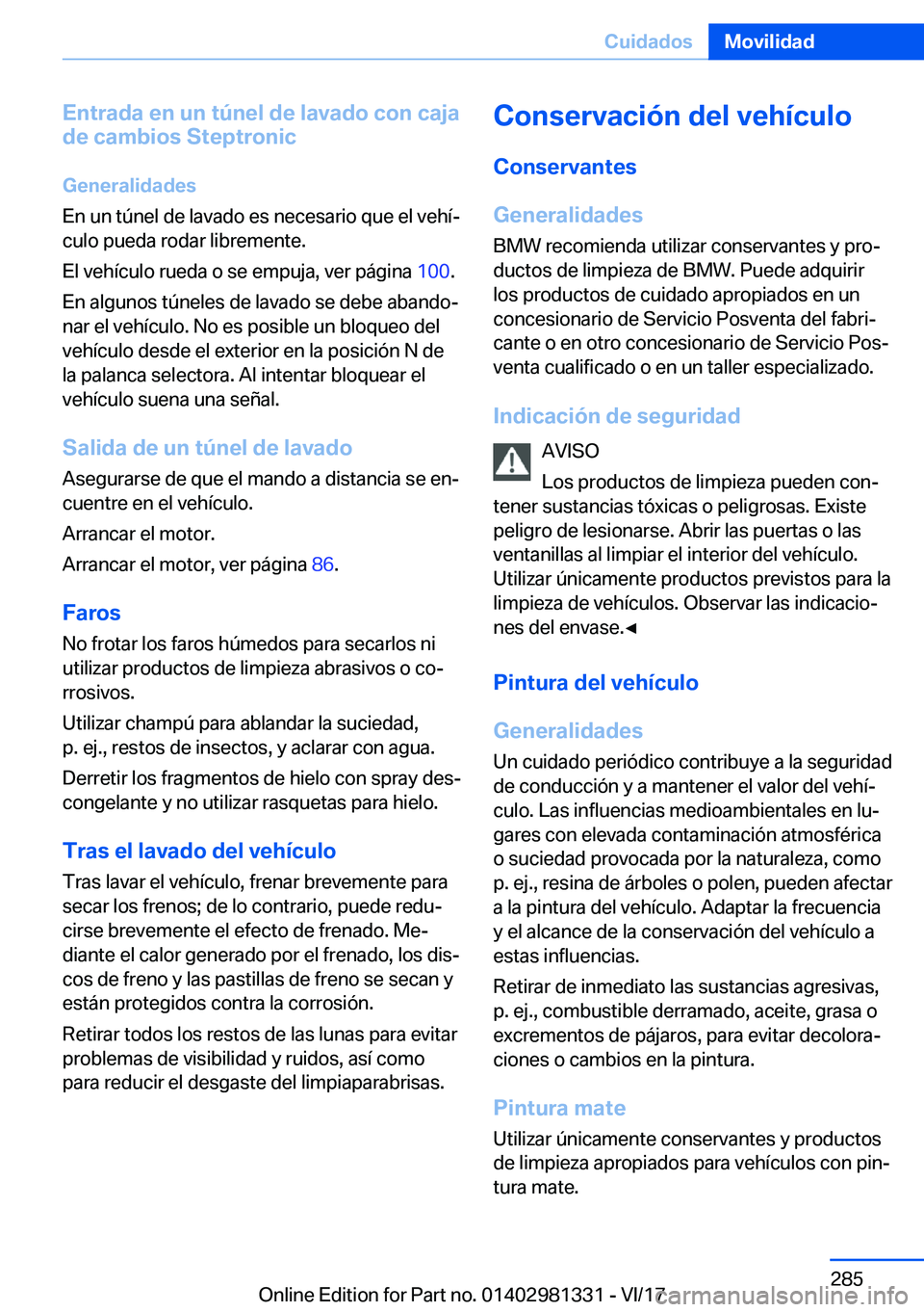 BMW X4 2018  Manuales de Empleo (in Spanish) �E�n�t�r�a�d�a��e�n��u�n��t�